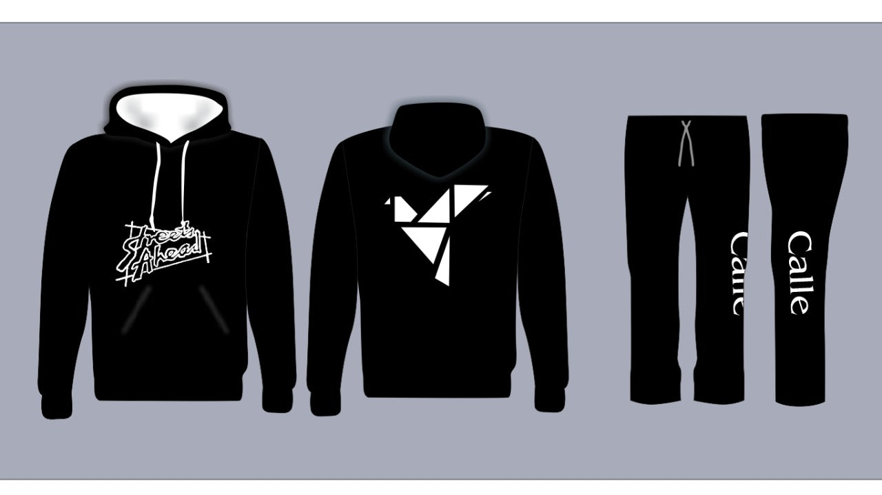 calle track suit black streets ahead logo