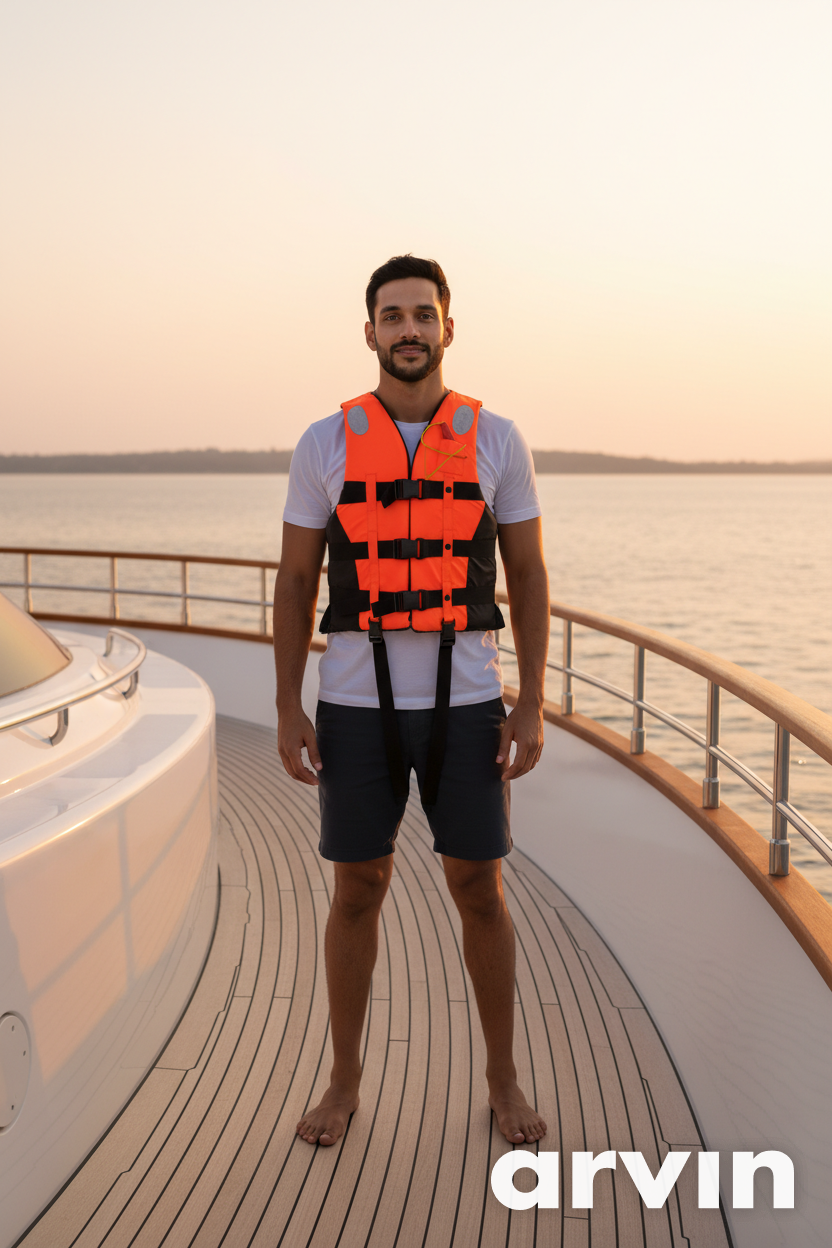 Life vest  orange and black
